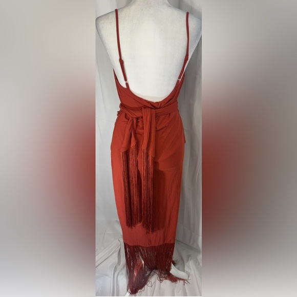 VICI Khloe Fringe Maxi Dress Rust Red Size M - Picture 8 of 13